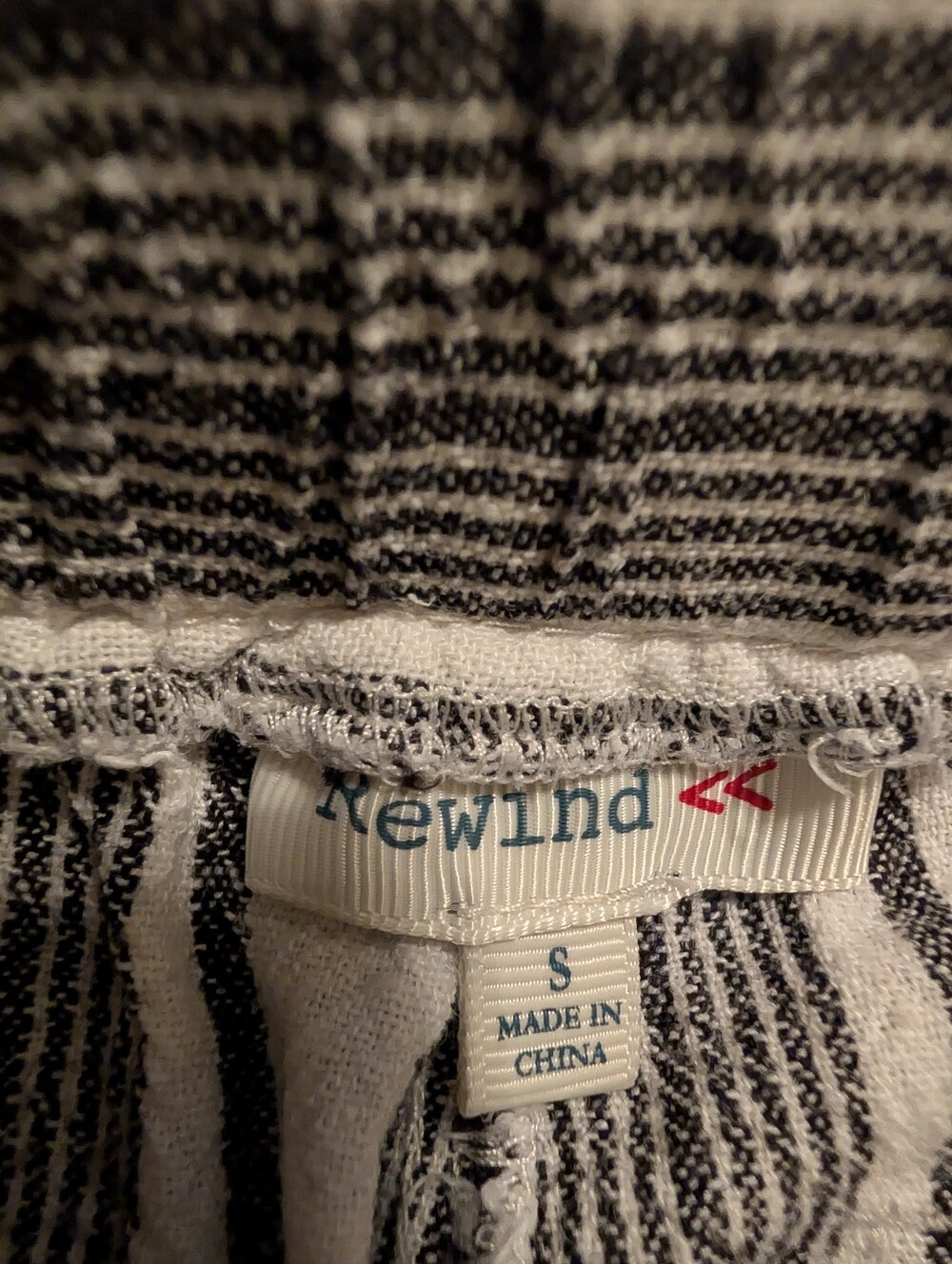 Rewind Striped Linen Blend Wide-Leg Paper Bag Pants - Black & White - Picture 4 of 14